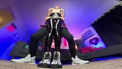 Play Kinky MILF in Latex Legs Fucked by Perverted Femboy